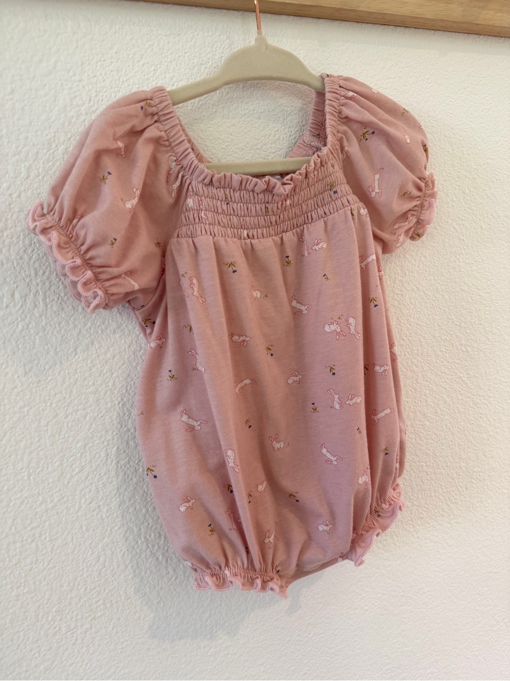 Nordstrom - Pink Baby Romper with Bunny Motif